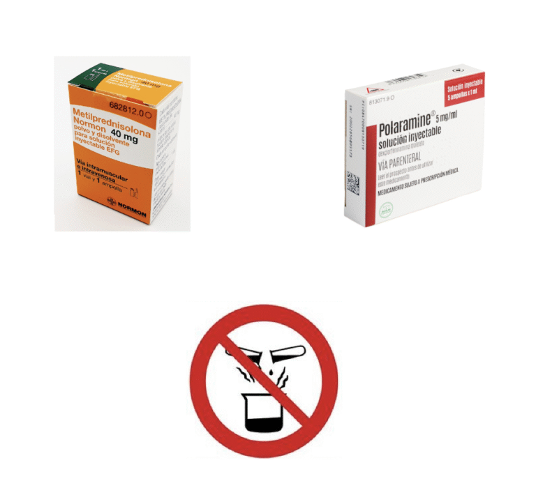 Serie evidencias: Administración conjunta por vía IM de metilprednisolona y dexclorfeniramina